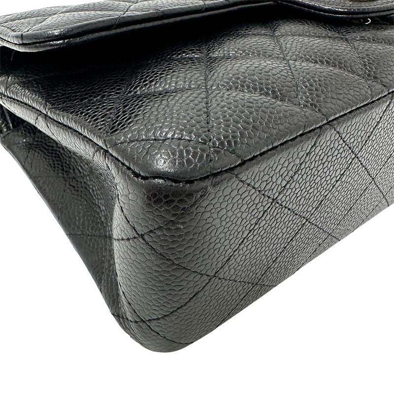Chanel Bag Women's Brand Shoulder Bag Matelasse 25 Caviar Skin Black Silver