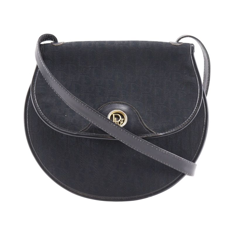 Dior Trotter Vintage Canvas Black Women's Shoulder Bag