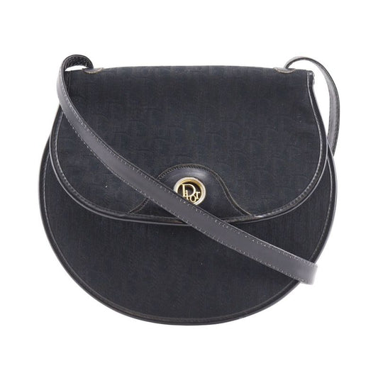 Dior Trotter Vintage Canvas Black Women's Shoulder Bag