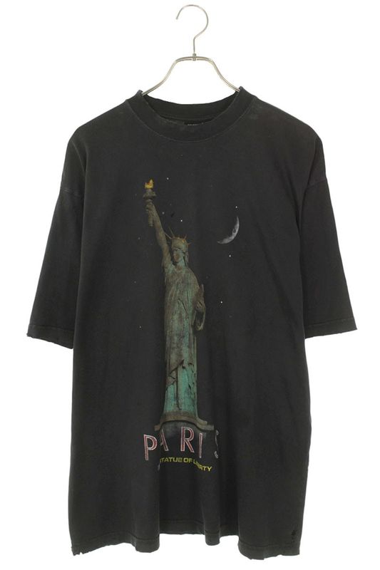 Balenciaga 24AW 764235 Tqvr9 Vintage Finish Statue Of Liberty Print T-shirt