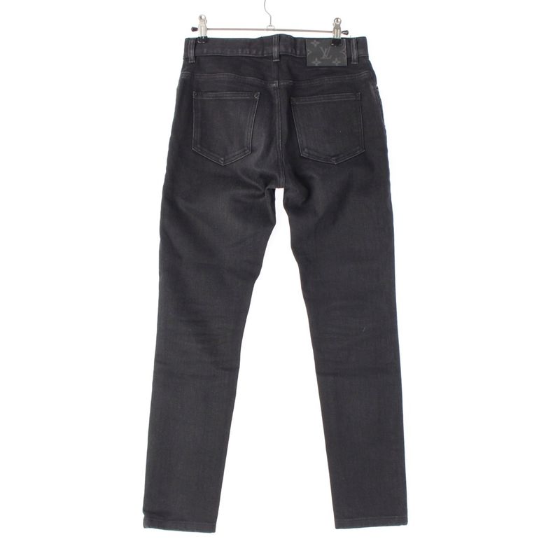 Louis Vuitton Monogram Eclipse Patch Tapered Denim Pants Bottoms Black 27