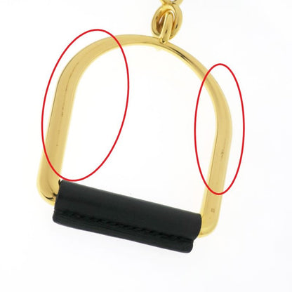 Hermes Esquettle Etrier GM Necklace Pendant Black Gold Hardware