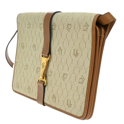 Christian DIOR Shoulder Bag Beige Canvas Leather 68ka786
