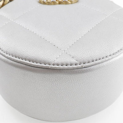 Chanel 19 Chain Clutch Ap0945 Calf Silver Ladies Shoulder Bag