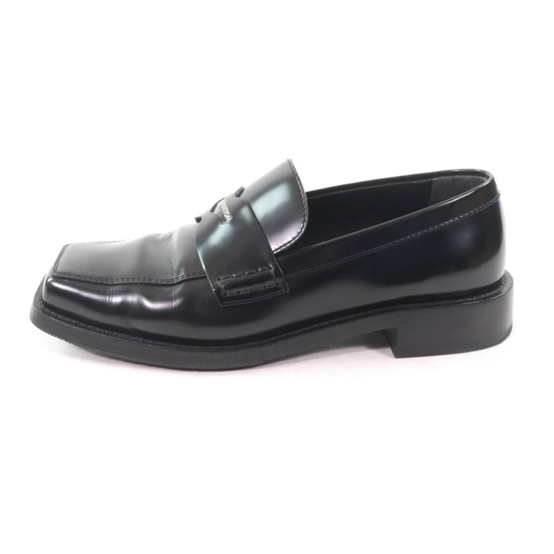 Louis Vuitton Connelly Line Logoed Square Toe Leather Coin Loafer Black