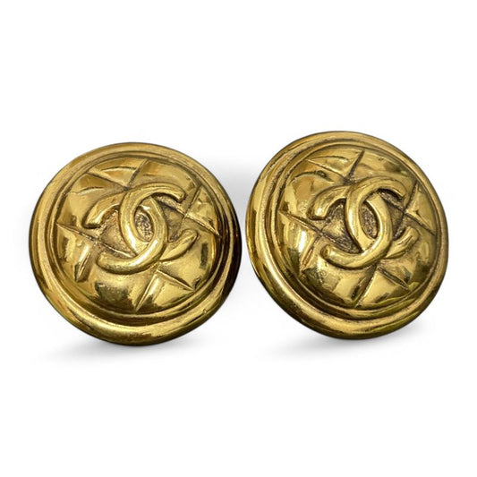 Chanel ⑤ 93P Coco Mark Earring Ladies Gold