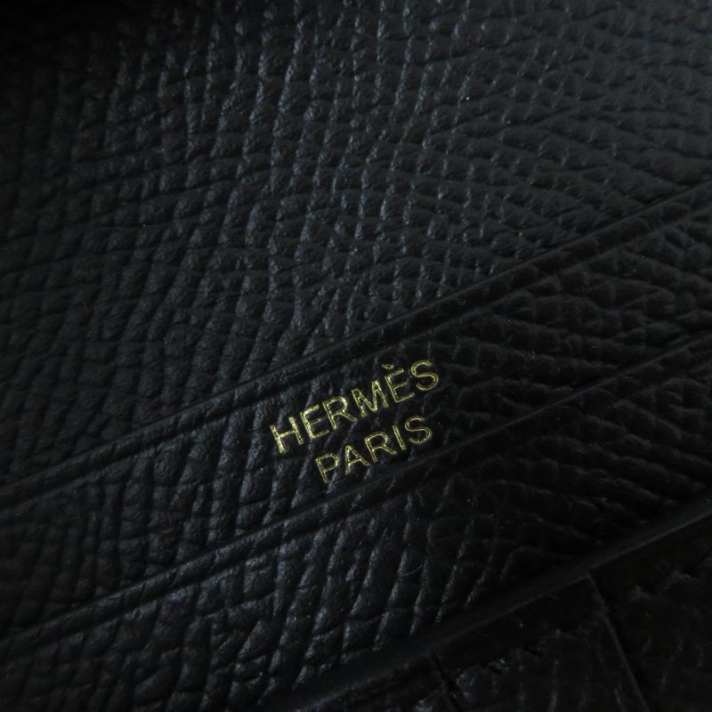Hermes Bearn Compact Gold Hardware Vaux Epson Bifold Wallet Black With W