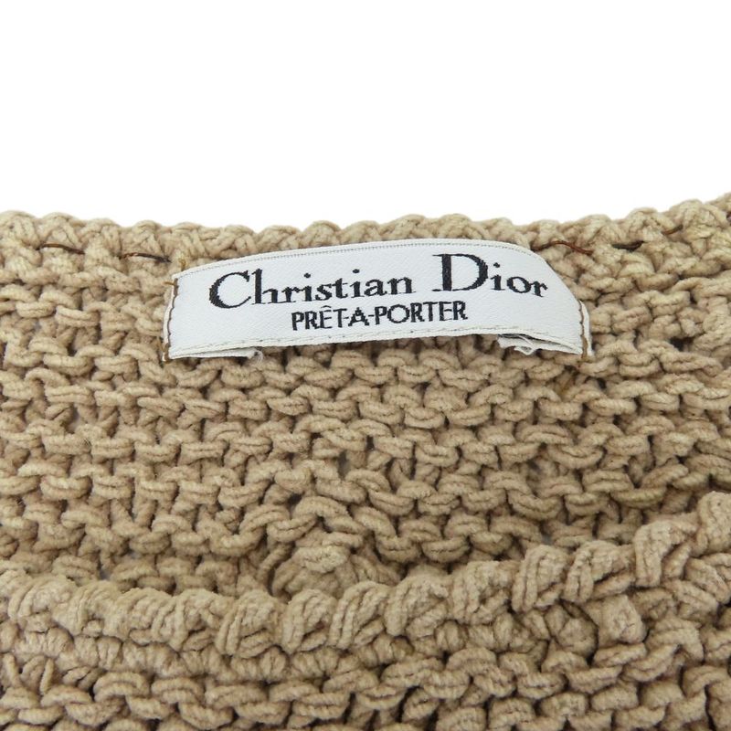 Christian Dior Knit Short Sleeve Beige Summer Knit Tops Apparel Women Ladies
