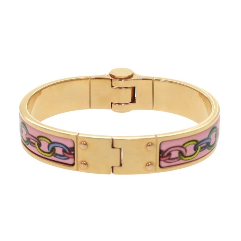 Hermes Charnière PM Bangle Metal Pink Gold Bracelet 0177 Hermes