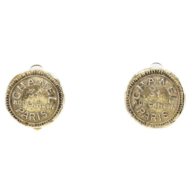Chanel 31 RUE Cambon Vintage Gold Plated Ladies 10.2g Earrings