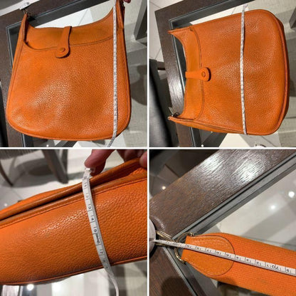 Authentic Hermes Evelyn GM Shoulder Bag Orange Brown