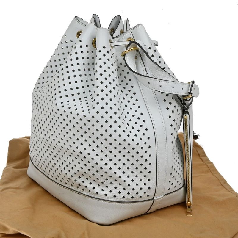 Louis Vuitton Noe Shoulder Bag Perforated Leather White 13ka919