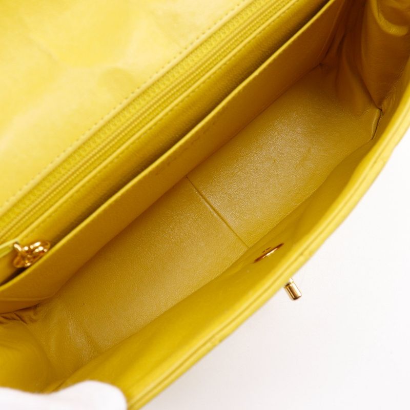 Chanel Diana Matelasse Chain Shoulder Lambskin Yellow Ladies Shoulder Bag