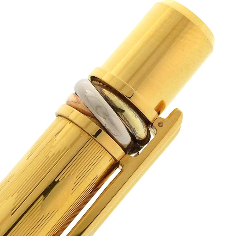 Cartier GP Trinity 2C Decor Logo Engraved Allover Twist Ballpoint Pen Gold