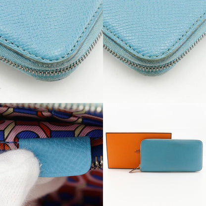 Hermes Azap Silk Inn Long Vaux Epson Blue Dunol Light Blue U Women's Long Wallet