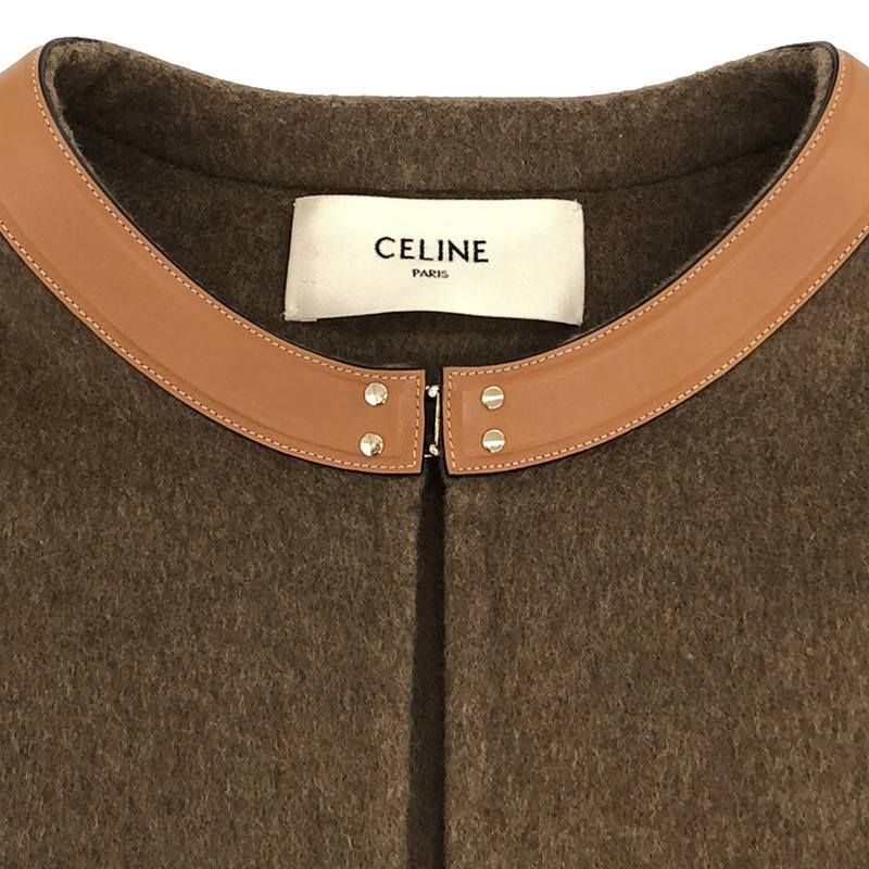 Celine 100% Cashmere Leather No-collar Sadler Coat - 40 - Brown - Women's