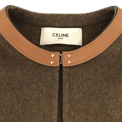 Celine 100% Cashmere Leather No-collar Sadler Coat - 40 - Brown - Women's