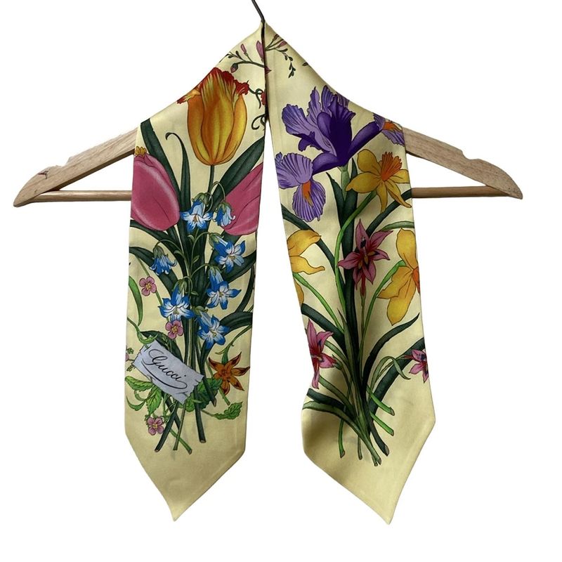 Gucci Scarf - Yellow X Green X Multi Ribbon Scarf / Flora / Neck Bow