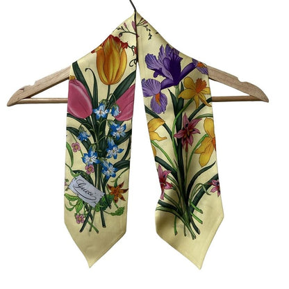 Gucci Scarf - Yellow X Green X Multi Ribbon Scarf / Flora / Neck Bow