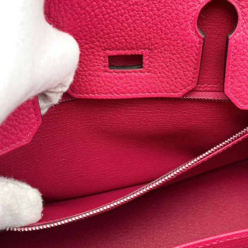 Hermes Handbag Birkin 25 K Engraved Togo Rose Mexico Pink Silver Hardware Hermes