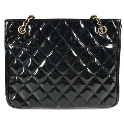 Chanel Shoulder Bag Quilted Matelasse Enamel Black