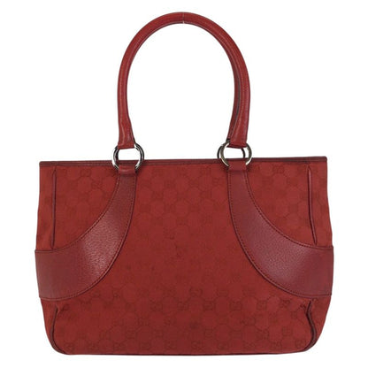 Gucci Red GG Canvas/leather 113011 Tote Shoulder Bag Women 5048565