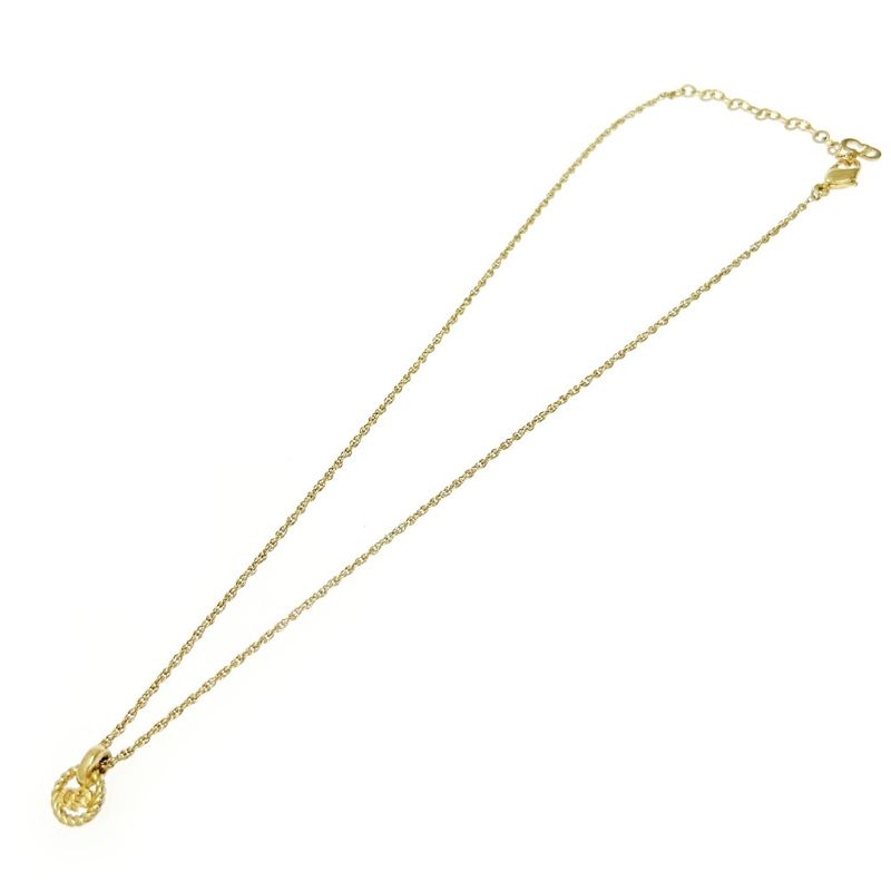 Christian Dior GP CD Logo Twist Circle Necklace Women's Gold 424328 Necklace