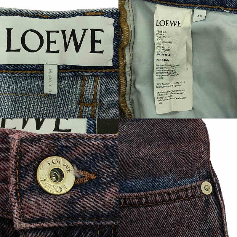 Loewe × Paula's Ibiza Paula's Ibiza Damaged Leather Patch Gradation Denim Pants