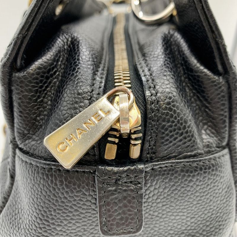 Chanel Handbag Chain Shoulder Bag Matelasse Coco Mark Caviar Skin Black Women's
