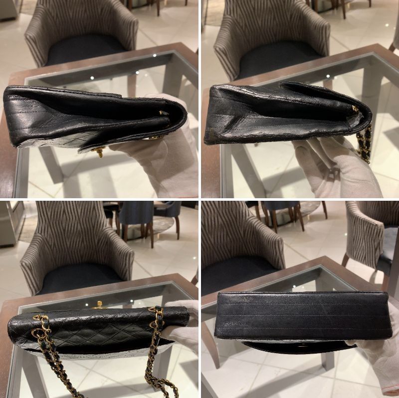 ◎ Authentic Chanel Half Moon Matelasse Chain Shoulder Bag Black Coco Mark