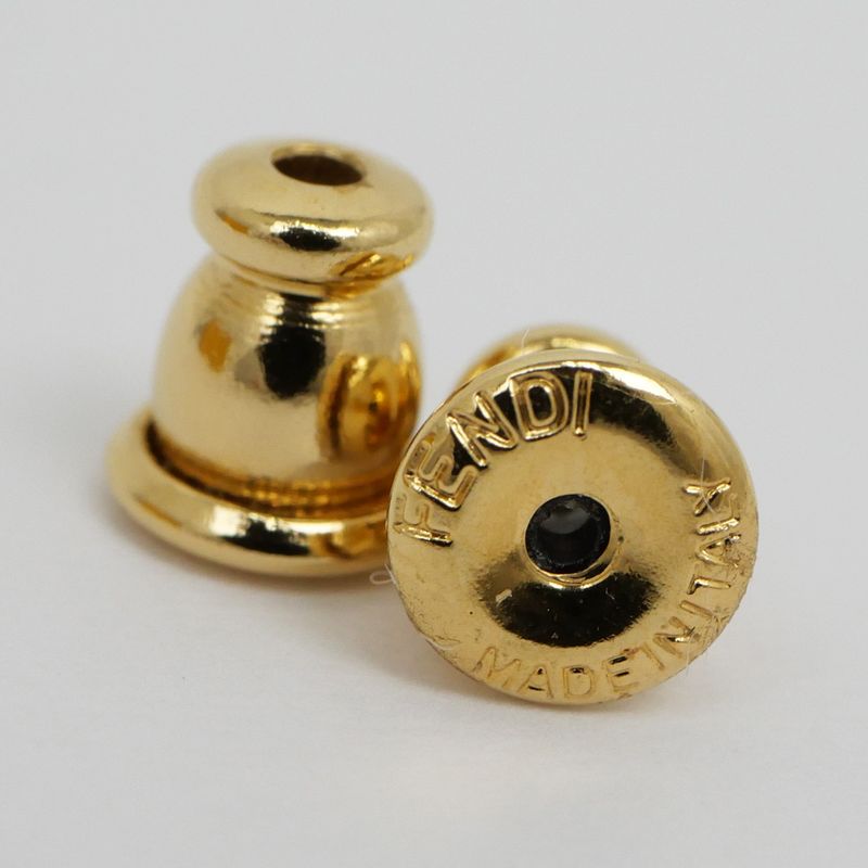Fendi Earrings Fast Logo Brass Crystal 8ah713 Gold Women's Accessories