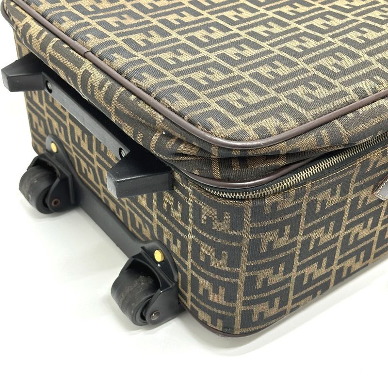 Fendi Carry-on Luggage Bag Zucca Pattern Canvas Brown Travel Bag Suitcase