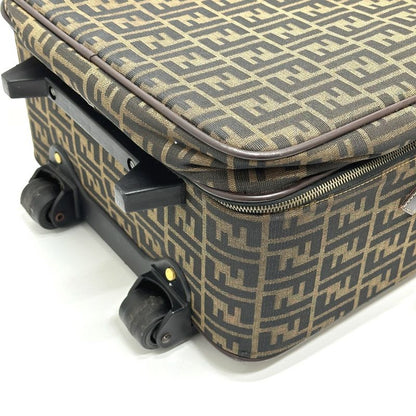 Fendi Carry-on Luggage Bag Zucca Pattern Canvas Brown Travel Bag Suitcase