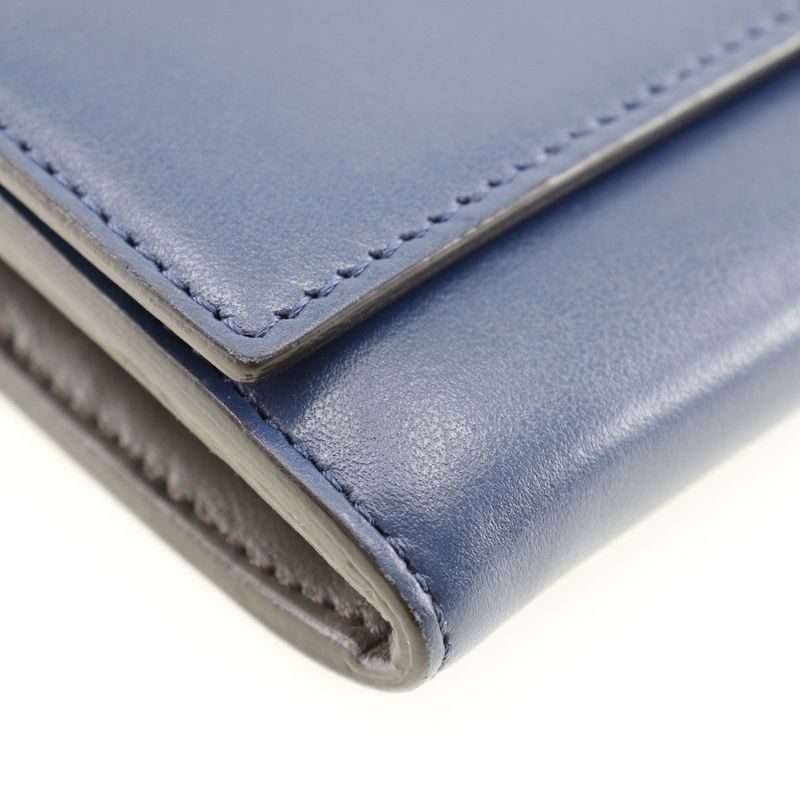 Fendi Peekaboo 8m0377 Calf Navy Women's Long Wallet