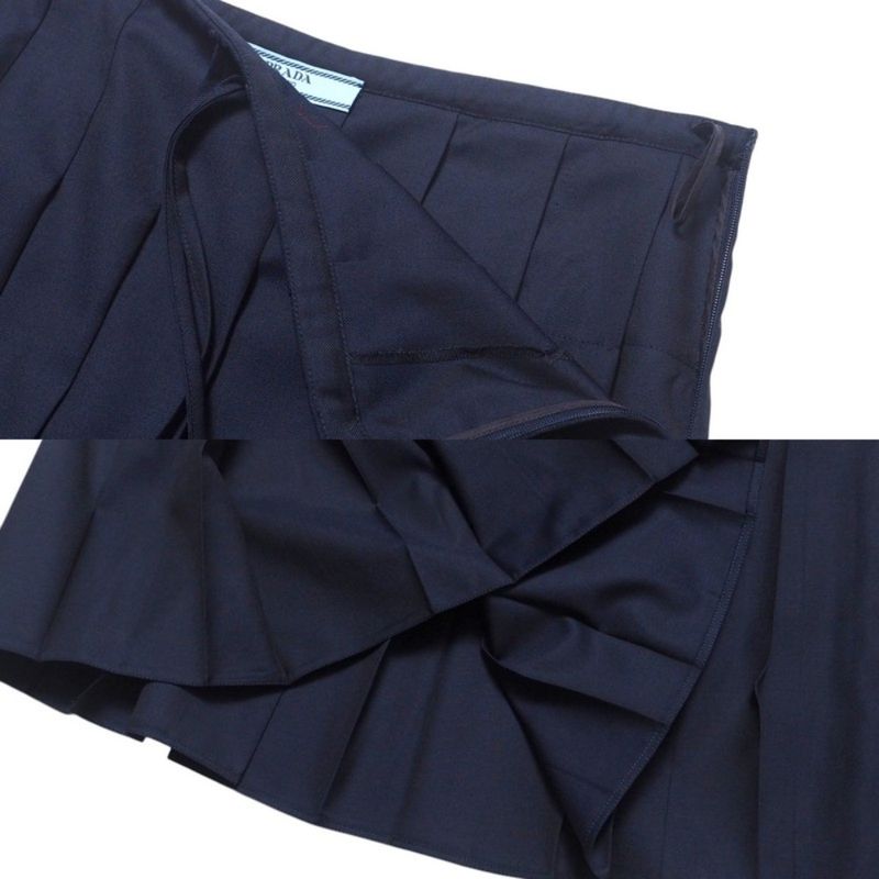 2022Prada Skirt Setup Size Jacket: 38 Skirt: 36S Zip Up Jacket Blouson