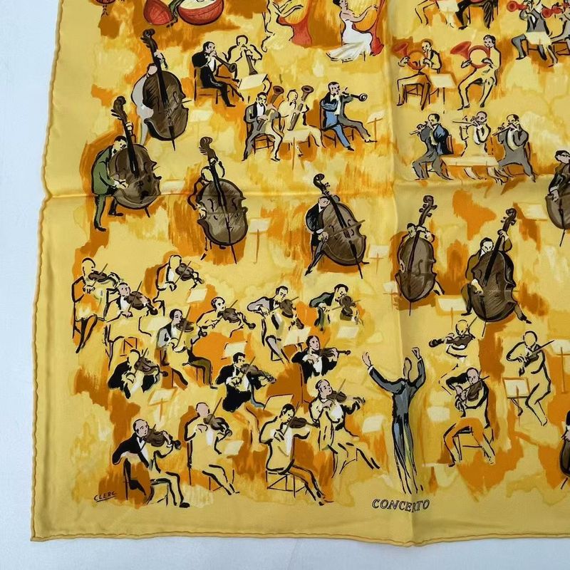 Hermes Silk Scarf Concerto Yellow