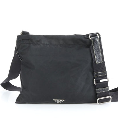 Prada Tessuto Nylon Triangle Logo Leather X Nylon Shoulder Bag Crossbody