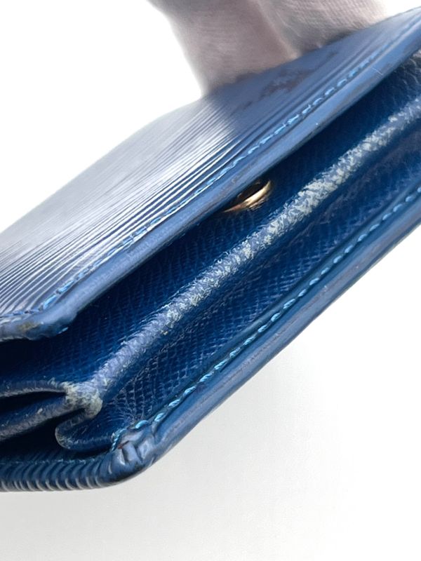 Louis Vuitton Coin Case Coin Case Portmonnais Bois Epi Blue M63695 07bs258
