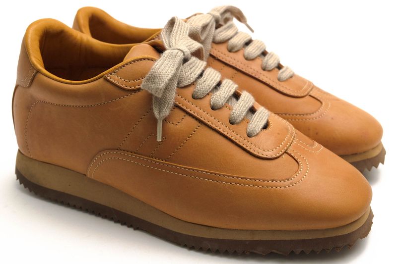 Hermes Shoes Sneakers Shoes Low Cut Ladies Women Leather Genuine Brown Quick H