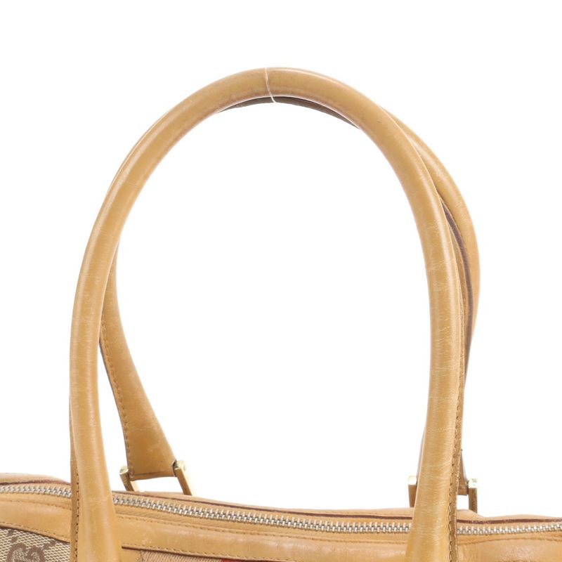 Gucci GG Canvas Leather Handbag Mini Boston 000-0851 Brown Gold Hardware Tote