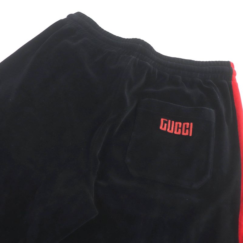 Gucci 587466 Webline Logo Embroidery Velour Shorts Black XS Made In Italy