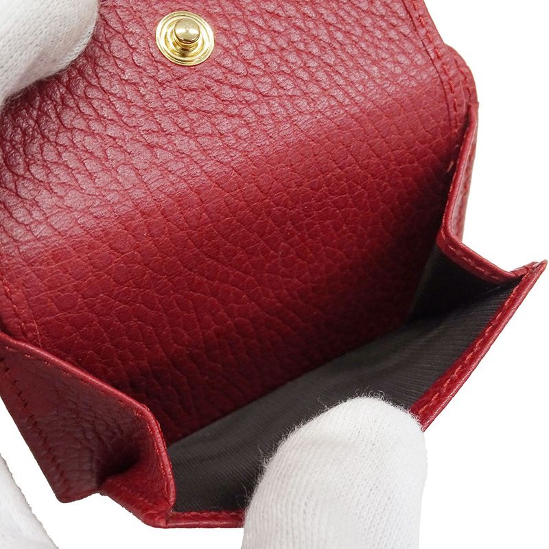 Gucci Wallet Women's Branded Trifold Wallet Petit Marmont Leather Red 523277