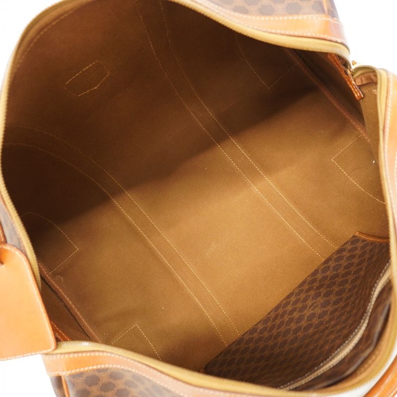 Celine Boston Bag Macadam PVC Brown Gold Hardware Women