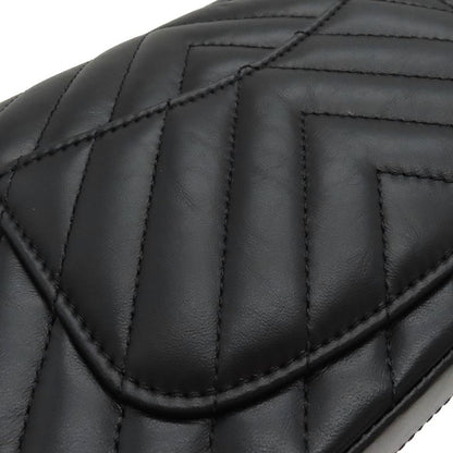 Chanel Shoulder Bag Chevron 2.55 20 Leather Black Silver Hardware Black W Chain