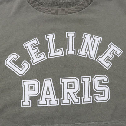 Celine 2y19a670q 100% Cotton Oversized Cropped T-shirt With Logo Sweatshirt