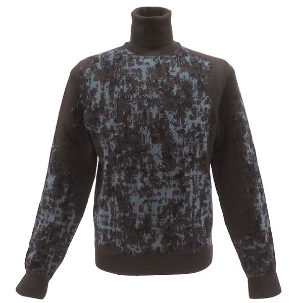 Hermes Sweater Camouflage Knit Wool Nylon Rayon Brown and Blue XS Brown Long