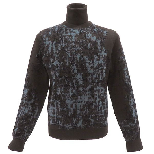 Hermes Sweater Camouflage Knit Wool Nylon Rayon Brown and Blue XS Brown Long