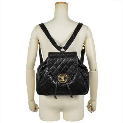 Chanel Matelasse Backpack Caviar Skin Black Gold Hardware Coco Circle