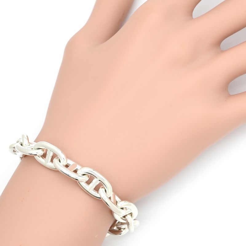 Hermes Bracelet Chaine D'ancre MM Silver 925 Silver 13 Frames Star Ring Silver