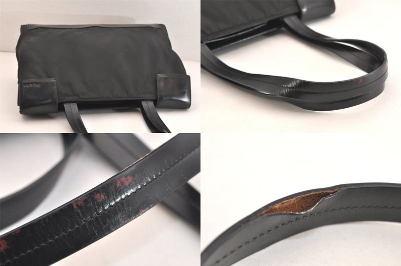 Prada Vintage Nylon Leather Shoulder Handbag Black 3552n